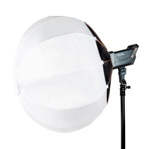 SmallRig 3932 RA-L90 Lantern Softbox, large and white with spherical diffuser, is mounted on a studio light with a black stand. The light source and Revolab branding are shown on the right.