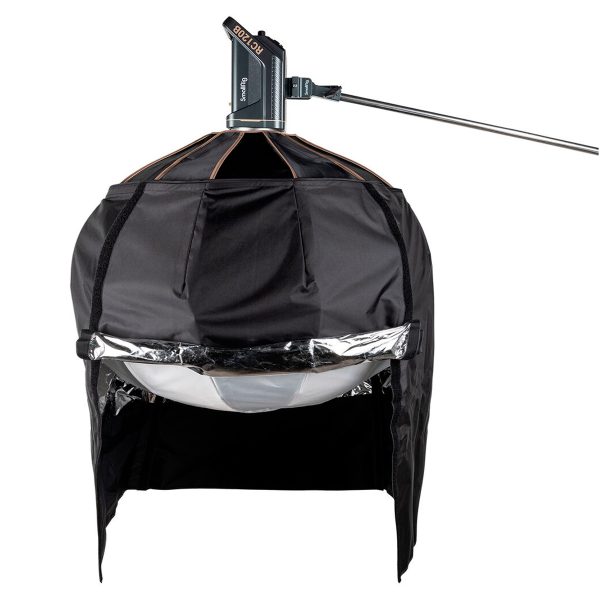 The SmallRig 3932 RA-L90 Lantern Softbox is a professional light converter with a metal reflector strip mounted on a stand, designed to diffuse light evenly for photography or video shooting.