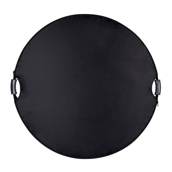 SmallRig 4129 Circular Reflector 80cm on kokoontaitettava 5-in-1-heijastin, jossa on kahvat vastakkaisilla sivuilla, kuvassa pyöreä ja musta valkoista taustaa vasten.