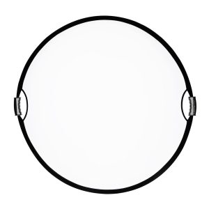 SmallRig 4129 Circular Reflector 80cm on kokoontaitettava 5-in-1-valokuvausheijastin, jossa on pyöreä, valkoinen pinta, musta reunus ja kaksi mustaa kahvaa vastakkaisilla sivuilla, kuvassa valkoista taustaa vasten.