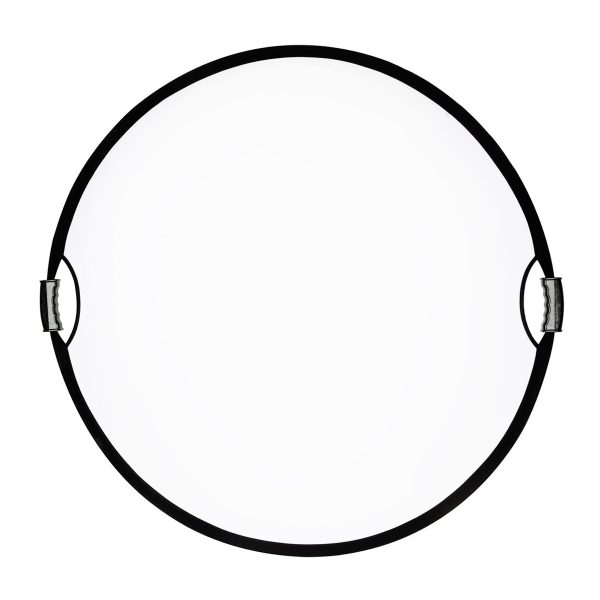 SmallRig 4129 Circular Reflector 80cm on kokoontaitettava 5-in-1-valokuvausheijastin, jossa on pyöreä, valkoinen pinta, musta reunus ja kaksi mustaa kahvaa vastakkaisilla sivuilla, kuvassa valkoista taustaa vasten.