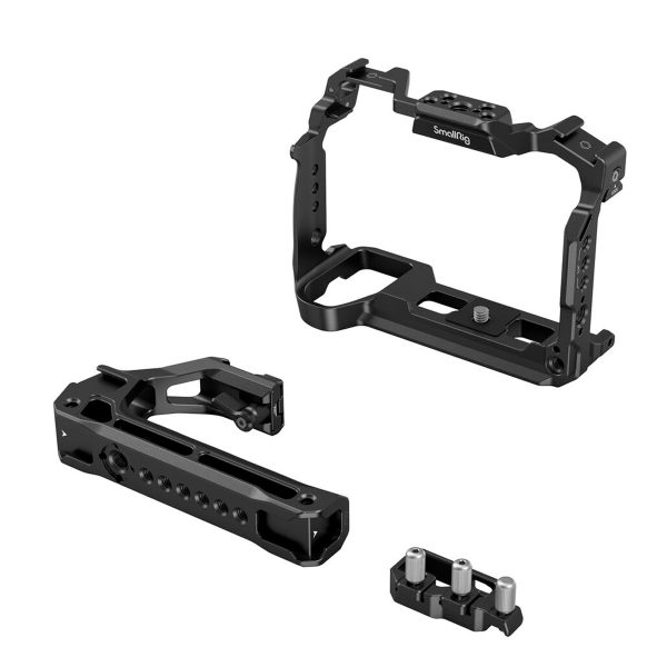 SmallRig-4143-5 SmallRig 4143 Cage Kit for Panasonic Lumix S5 II & S5 IIX, featuring a black metal cage with removable top handle and small accessory mount, shown in white.