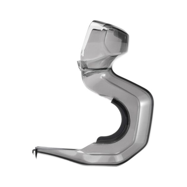 Läpikuultava, kaareva muoviesine, jossa on tumma sisäreuna - DJI Air 3 Gimbal Protector - toimii laitteen suojana valkoista taustaa vasten.