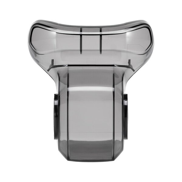 Läpinäkyvä muovinen DJI Air 3 Gimbal Protector -gimbaalisuoja, kuvattuna edestä valkoista taustaa vasten - tarjoaa samanlaisen kirkkauden kuin premium-kameran suodattimet.