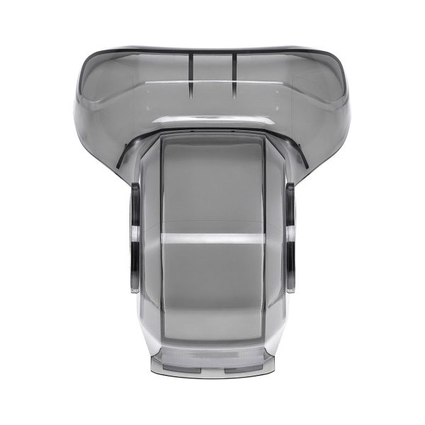 Läpinäkyvä muovinen DJI Air 3 -kardaanisuojus, jossa on leveä, kaareva yläosa ja sylinterinmuotoinen keskiosa, kuvattuna ylhäältäpäin valkoisella pohjalla. Muistuttaa PolarPro Mavic 2 Pro Cinema Vivid Collection -lisävarusteiden osia.