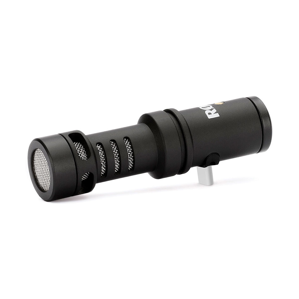 Rode Videomic ME-C on kompakti musta haulikkomikrofoni, jossa on sylinterimäinen runko, verkkopäällysteinen kärki ja sivusäleikön aukot.