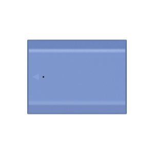 SmallRig_2465_003 The SmallRig 4265 USB-C Rechargeable Camera Battery NP-FZ100 is a flat, rectangular blue plastic battery with a small black dot and a subtle left-pointing arrow in the middle on a white background.