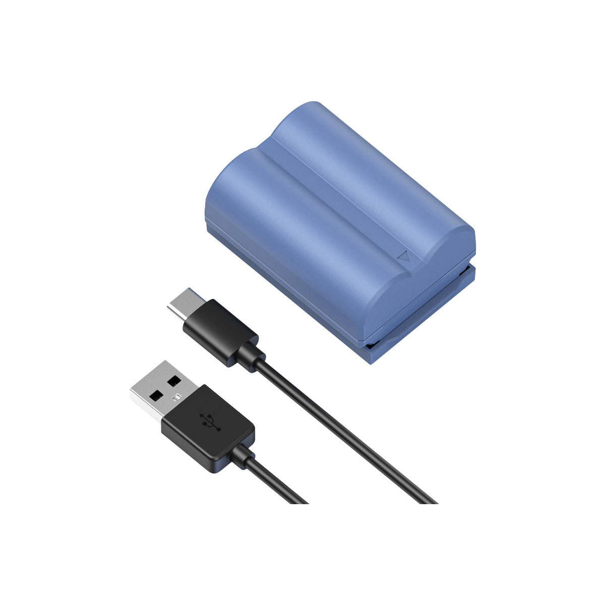 SmallRig 4266 USB-C ladattava kamera-akku NP-W235, kuvassa valkoisella pohjalla, ja sen vieressä on USB-C- ja USB-A-latauskaapeli.