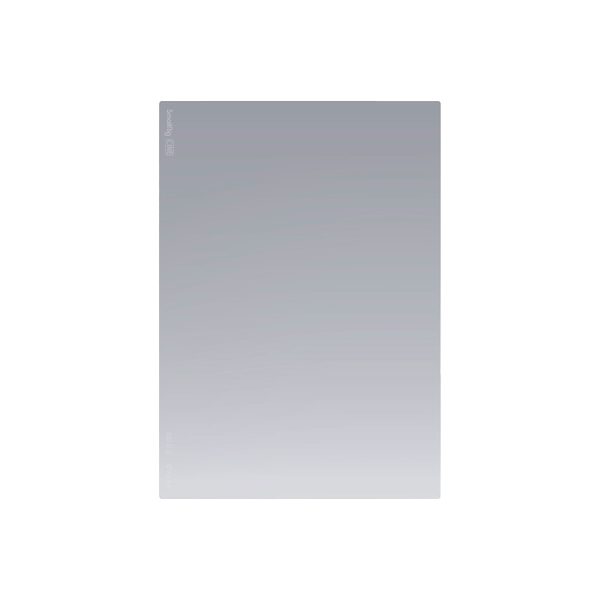SmallRig 3588 Cine Filter 4x5.65" ND0.6 (2 stop) is a rectangular, silver grey metal plate with a smooth surface, centered on a white background and with faint markings on the upper left and lower left edges.