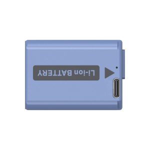 The SmallRig 4330 USB-C Rechargeable Camera Battery NP-FW50 is a rectangular blue lithium-ion battery with USB-C charging port and white text "LI-ION BATTERY" in a black band against a white background.