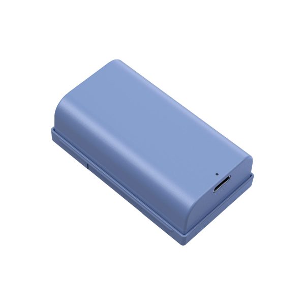 The SmallRig 4331 USB-C Rechargeable Camera Battery NP-F550 is a rectangular, light blue battery with rounded edges, a small marking hole and a USB-C charging port on one side, shown against a white background.