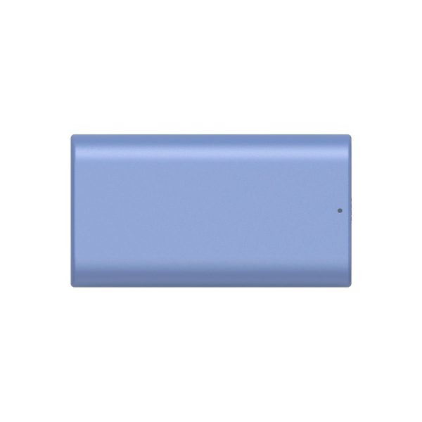 Rectangular, light blue SmallRig 4331 USB-C rechargeable camera battery NP-F550 with small indicator light, against a white background.