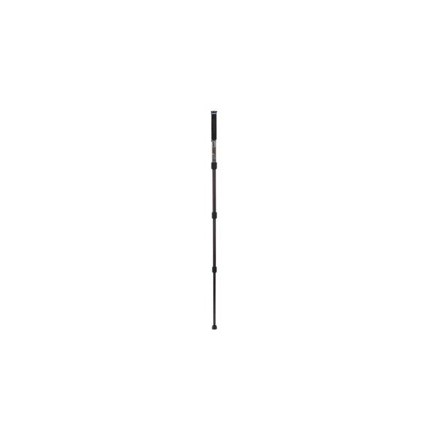 Benro MMA28C Mach3 9X CF Monopod, jossa on musta hiilikuiturunko ja kolme säädettävää osaa, seisoo pystyssä valkoista taustaa vasten.