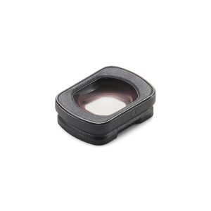 Suorakulmainen DJI Osmo Pocket 3 Wide-Angle Lens -laajakulmalinssi, jossa on pyöristetyt reunat ja selkeä keskusta, näytetään tavallista valkoista taustaa vasten.