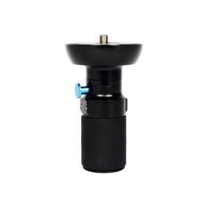 The Sirui SVH15 Pro video head is a black tripod head with a textured handle, a flat mounting base with a screw and a small blue control knob on the side, shown against a white background.