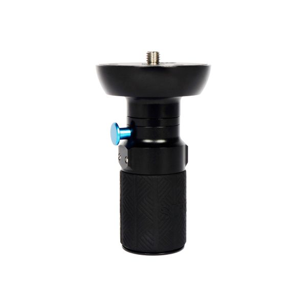 The Sirui SVH15 Pro video head is a black tripod head with a textured handle, a flat mounting base with a screw and a small blue control knob on the side, shown against a white background.