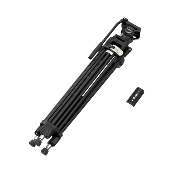 SmallRig 4163 Heavy-Duty Aluminium Video Tripod Kit FreeBlazer AD-80, shown folded, with retractable legs and removable mounting plate, shown on white background.