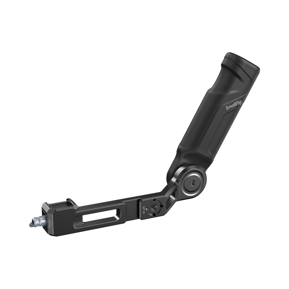 SmallRig 4197 Sling Handle For DJI RS 3 & RS 3 Mini on musta, kulmikas kamerakahva, jossa on säädettävä kiinnitysvarsi ja ruuvikiinnitys, joka on suunniteltu kamerarigille ja jossa on merkintä "SmallRig" kahvassa.