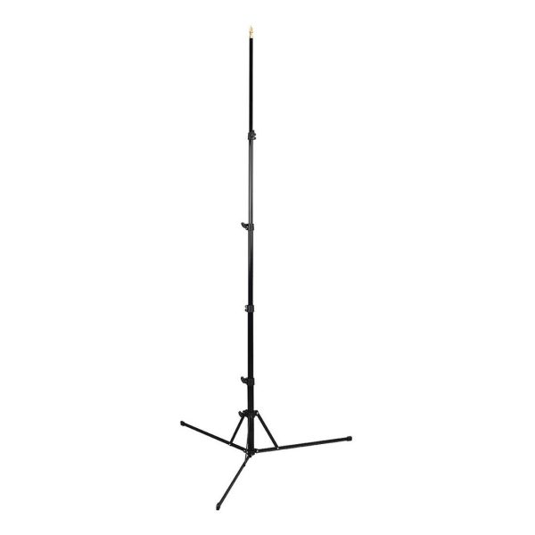 The Godox S30 Light Stand is a black, adjustable tripod stand with a vertical bar and three folding legs, ideal for supporting lighting equipment in photography or videography.
