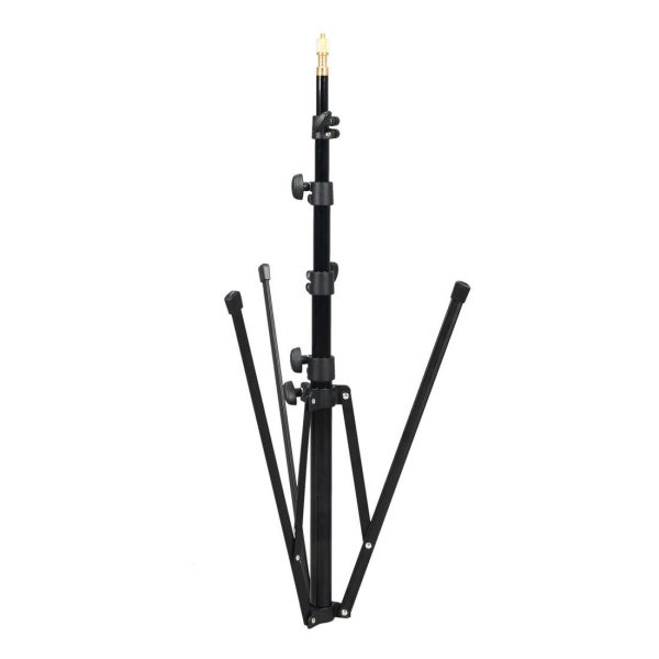 The Godox S30 Light Stand is a black, adjustable stand with three folding legs and a telescopic central column, ideal for supporting photographic or video equipment.