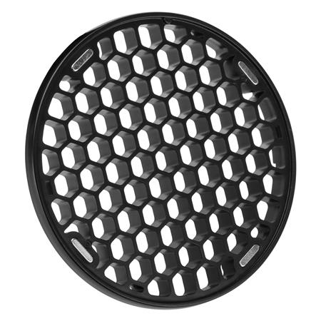 The Godox AK-R15 Grid is a black, circular accessory with a honeycomb patterned grille resembling a vent or grille, which appears insulated on a white background.
