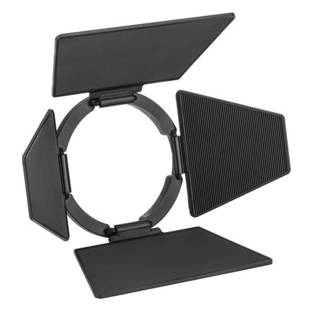 Godox AK-R14 Barndoor on mustan valon muuntaja, jossa on neljä säädettävää paneelia pyöreässä kehyksessä ja joka on suunniteltu studiovalaistuksen suunnan ja muodon säätämiseen.
