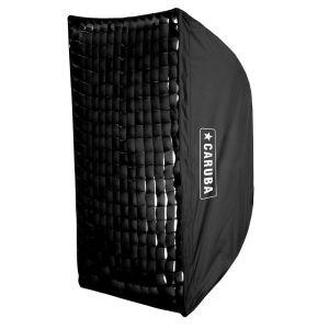 Black rectangular Godox VL150 Trio Kit LED softbox with front grille and white branding on the side, designed for studio lighting.