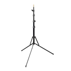 The Godox 210F Reversible Leg Light Stand is a black, adjustable tripod with extendable legs and a telescopic centre column designed to support lighting equipment.