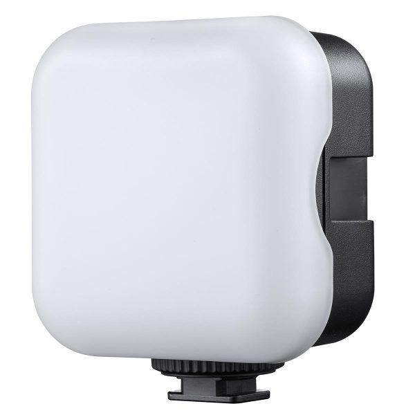 The Godox Litemons LED Light (RGB) LED6R is a compact, square LED video light with a white diffuser at the front, black sides and a bottom bracket for use with cameras or tripods.