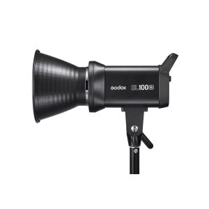The black Godox LED SL100Bi Bi-Color is mounted on a stand and is visible in the side profile against a white background.