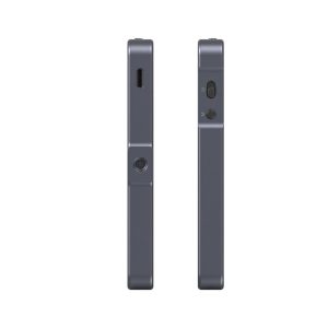 Kaksi SmallRig 3489 Vibe P96L RGB -videovalaisinta seisoo pystyssä vierekkäin. Toisessa näkyy USB-C-portti, toisessa liukukytkin ja pyöreä painike. Molemmat valot ovat ohuita, suorakulmaisia ja tummanharmaita.