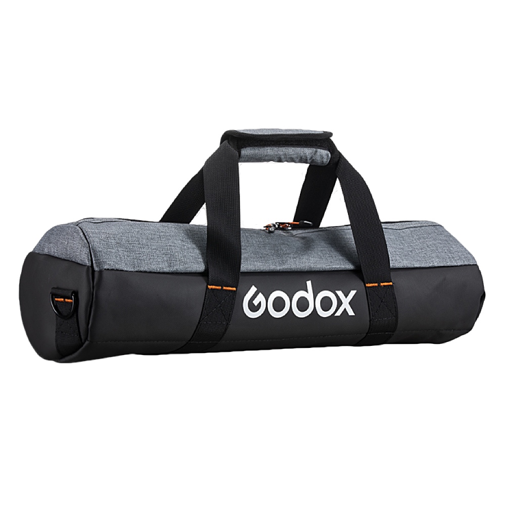 The Godox CB 52 Carry Bag for S60/S60Bi Light Stand is a cylindrical grey and black bag with black handles and white Godox logo for carrying photographic equipment.
