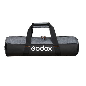 The Godox CB 52 Carry Bag for S60/S60Bi is a cylindrical grey and black bag with zipper, handles and Godox logo on the front, designed for the safe transport of photographic equipment.