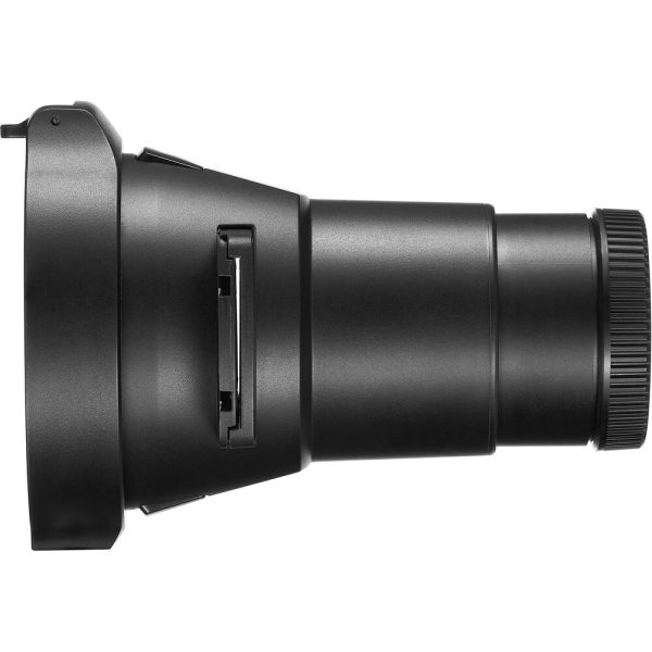 The Godox Projection Attachment for Flashes AK-R21 is a black, cylindrical attachment with a wide opening and a narrower, threaded end, pictured with a side profile against a white background.