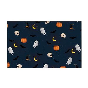 Godox Slide Filter AK-S02 (10 pcs) features a Halloween themed pattern in dark blue with playful ghosts, pumpkins, skulls, witch hats, black bats and yellow crescents.