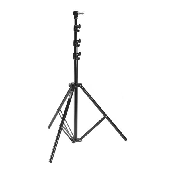 1677165920_705 The Godox SL60IID Duo Kit - LED light includes a black adjustable tripod tripod base with multiple height adjustment knobs, shown against a white background.