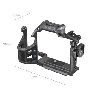 SmallRig 4308 "Rhinoceros" Cage Kit for Sony A7R V/A7 IV/A7S III is a black metal cage with multiple mounting points, ergonomic left handle and dimensions 71.0 mm (W) x 108.0 mm (L) x 161.4 mm (L).
