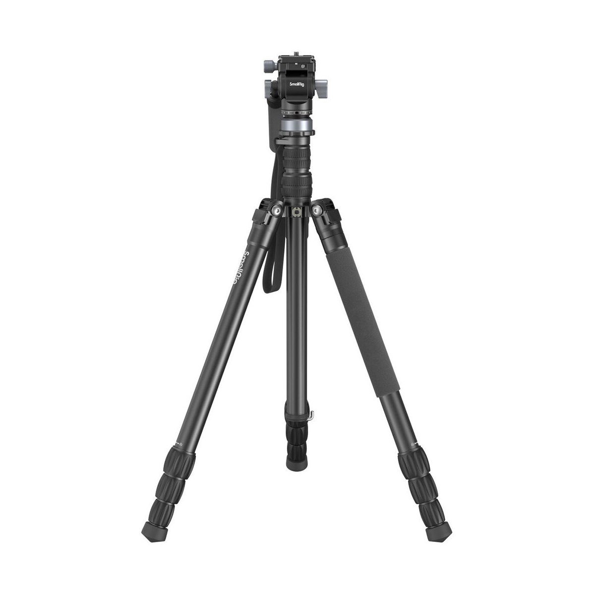 SmallRig 4319 FreeBlazer Aluminum Alloy Video Tripod CT190 is a black, tripod tripod with adjustable legs, foam grip on one leg and camera mount, shown in white on the background.