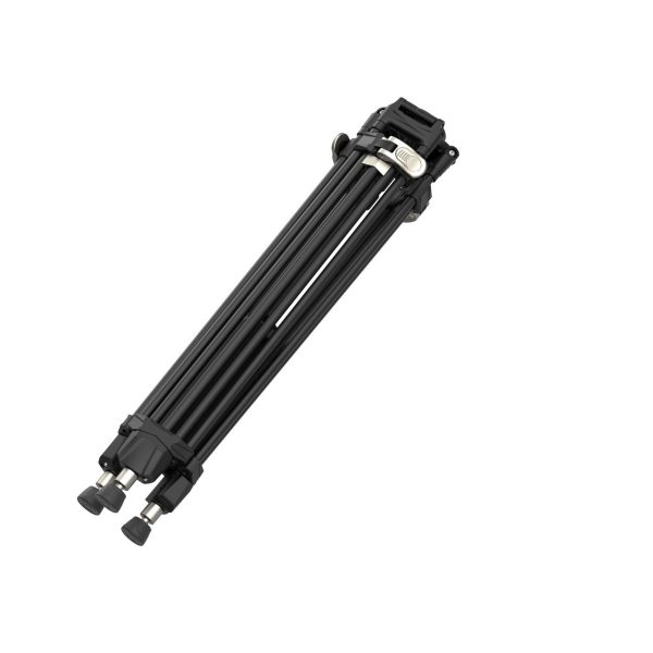 SmallRig 4164 FreeBlazer Heavy Duty Aluminum Alloy Tripod AD 80, musta väri, on kuvassa taitettuna ja vinossa valkoisella pohjalla siten, että sen kolme jalkaa ja kiinnityslevy ovat näkyvissä.