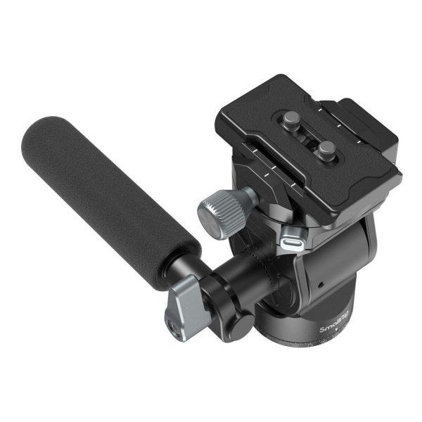 1698328242_297 SmallRig 4307 Video Tripod FreeBlazer CT195 on musta jalustapää, jossa on pehmustettu panorointikahva, säätönupit ja pikakiinnityslevy kameran kiinnittämistä varten.