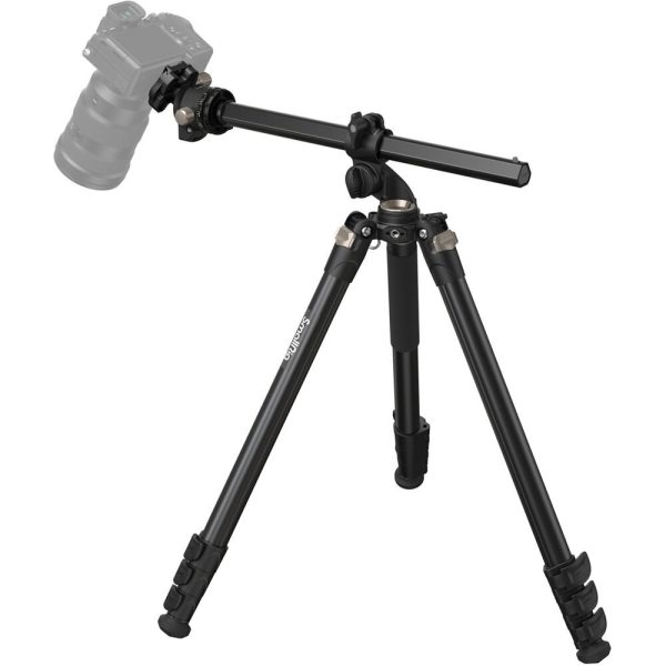 The SmallRig 4288 Lateral Center Column Tripod CT200, with three extendable black legs and a horizontal center column, holds the camera at an angle against a plain white background.