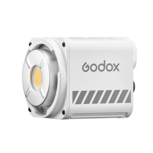 The compact, white Godox ML60II BI Bi-Color LED luminaire with round LED front panel and grey side brand against a white background.