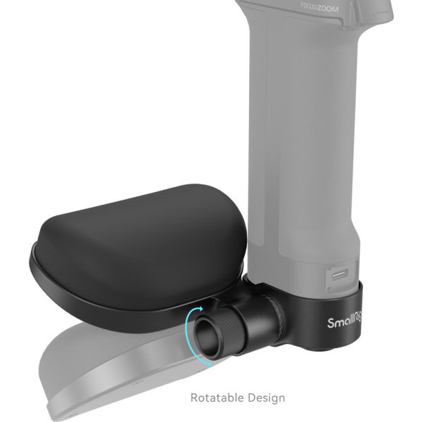 1706276918_366 Lähikuvassa SmallRig 4248 Wrist Support for DJI RS Series -rannetuki korostaa sen ergonomista, pehmustettua käsitukea, jossa on kääntyvä nuppi. Säädettävä, käännettävä käsituki on esitetty kahdessa asennossa mukautettavaa tukea varten.