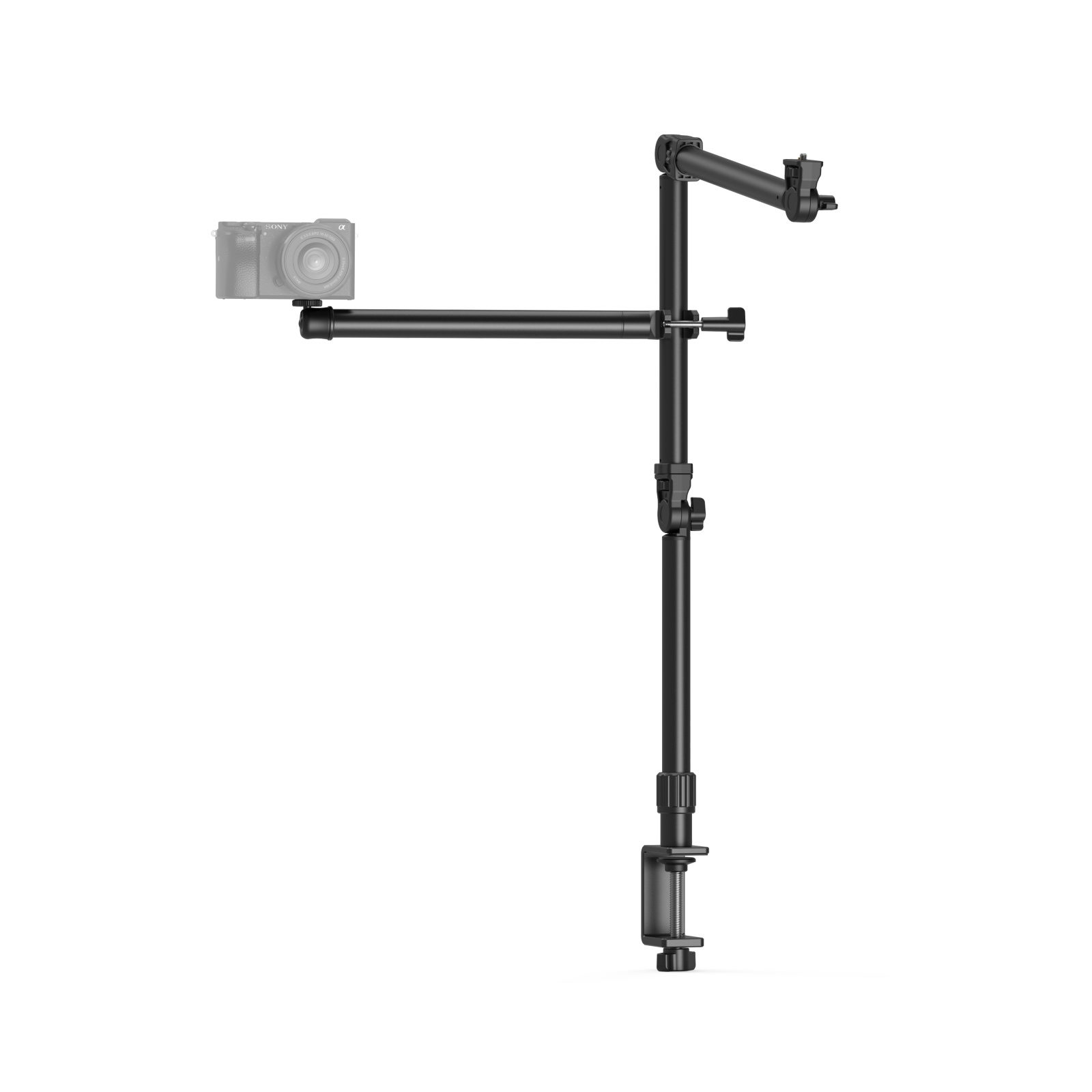 The SmallRig 4456 Live Desktop Camera Bracket DT 50 is a black adjustable mounting arm with multiple joints and a mounting foot, designed to mount a camera on a desk or table for easy overhead or angled shooting.