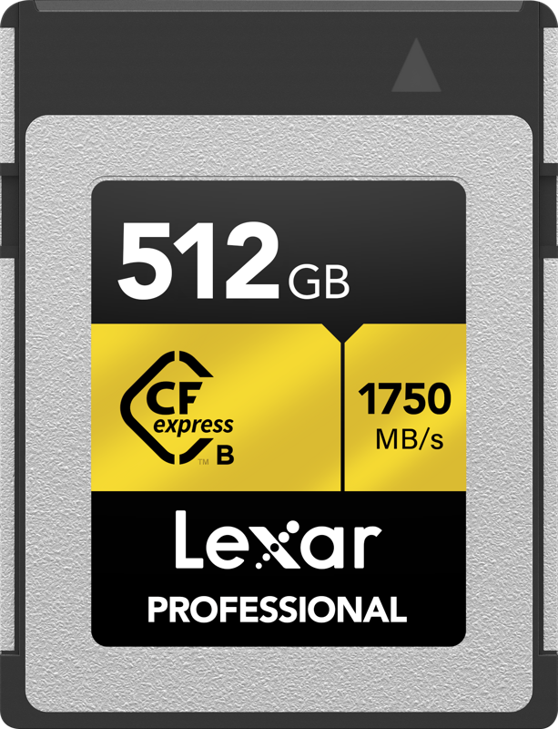 Lexar CFexpress Pro Gold R1900/W1500 512GB -muistikortti tarjoaa 512 Gt tallennustilaa, jopa 1900 MB/s lukunopeuden ja erottuvan mustan, keltaisen ja hopean värisen muotoilun.
