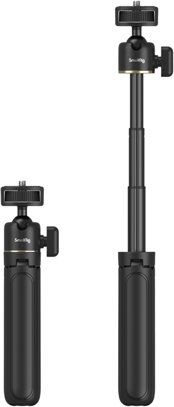 Two black SmallRig 4367 Smartphone Vlog Tripod Kit VK-30 Advanced Version models with adjustable ball heads, one compact and closed and one extended, both with SmallRig branding near the top.