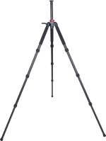 Sirui R-4214E carbon fibre tripod is a black carbon fibre tripod with three extended legs and an adjustable centre column, shown in white.