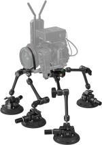 The SmallRig 3565 All-in-One 4-arm suction cup camera mount kit (SC-15K) provides professional cameras with a stable, four-legged support system that securely attaches to smooth surfaces for vehicle photography.