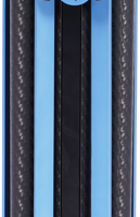 The Sirui Light Stand DK-18 Carbon Fiber Air-Cushioned is pictured folded upright with the carbon fiber legs closed together. Blue accents, centre column and locking mechanisms are visible.