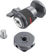 SmallRig 2948 Mini Ball Head with Removable Cold Shoe Mount (2kpl) -kuulapäässä on metallinen rakenne, kuvioitu musta kahva, siivekäs nuppi, ruuvi ja kuusikulmainen pohja, kaikki vaalealla pohjalla, jossa punainen SmallRig-logo näkyy.